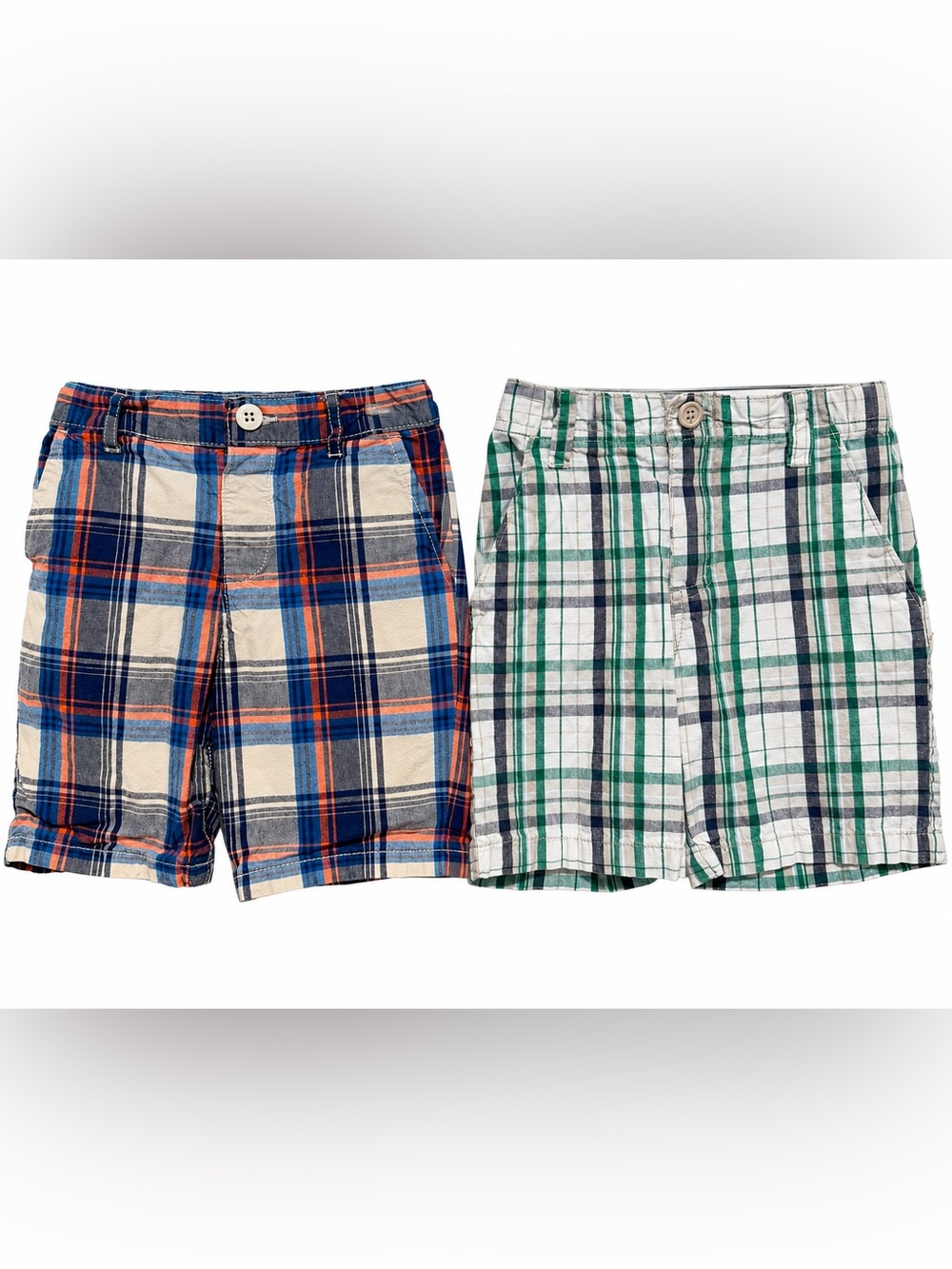 The Children's Place & Cherokee Boys 4T Plaid Shorts Lot 2 Cotton Adjustable